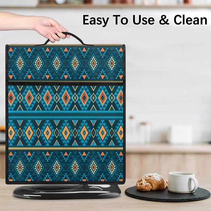 Kitchen Aid Mixer Cover Mandala Ethnic Geometry Stand Mixer Cover Compatible with 6-8 Quarts Stand Mixers Dust Covers with Zipper Pocket Foldable Washable Kitchen Aid Organizer Bag