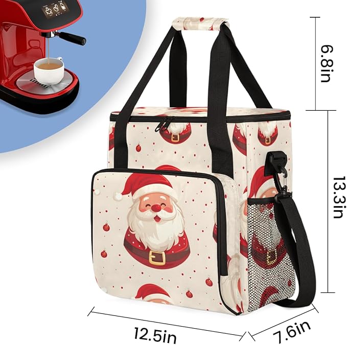 Mystical Santa Claus Coffee Maker Carrying Bag Colorful Santa Claus Travel Storage Bag Compatible with K-Mini or K-Mini Plus Single Serve Coffee Brewer Carrying Case with Pockets &amp Shoulder Stra