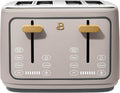 Toaster with Touch Activated Display by Drew BarrymoreExtra-Wide Slots 7 Settings Reheat Functions LED Countdown Timer (Porcini Taupe)