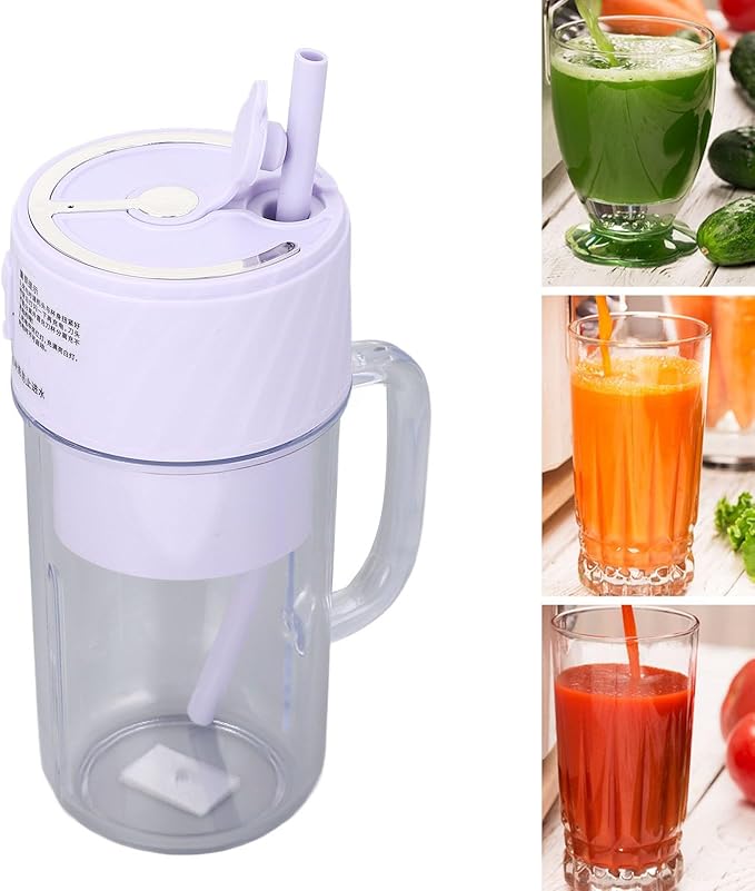 Portable Blender Size Blender for Shakes and Smoothies with Straw and Handle 10 Ultra Sharp Blades Multifunctional Electric USB Juicer Blender for Travel Picnic Office Violet