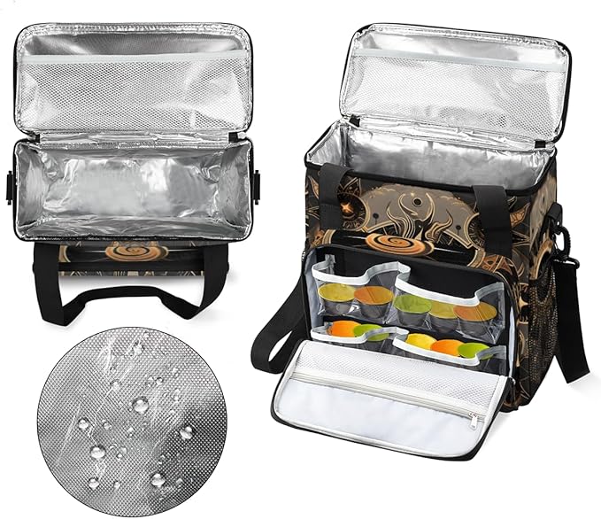 Gold Mandala Coffee Maker Carrying Bag Magic Eyes Travel Storage Bag Compatible with K-Mini or K-Mini Plus Single Serve Coffee Brewer Carrying Case with Multiple Pockets &amp Shoulder Strap