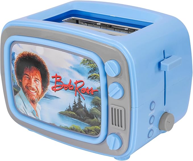 Uncanny Brands Bob Ross Retro TV Toaster with Light Up Frame Two Slice Model with Bob Ross Artwork Themed Kitchen Appliance
