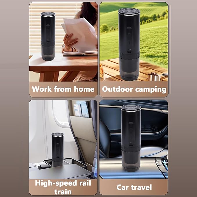 Fockety Portable Coffee Machine 20Bar Pressure Rechargeable Coffee Maker with USB C Dual Use Fast Heating Ground Coffee Capsules Espresso Machine for Outdoor Travel Office Home (Black)
