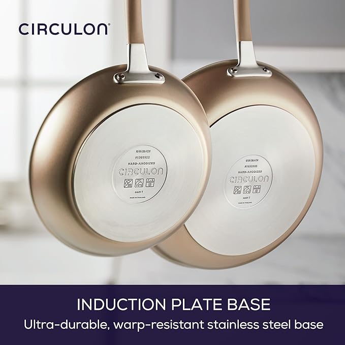 Circulon Premier Professional Hard Anodized Nonstick Cookware Induction Pots and Pans Set 8 Piece - Bronze
