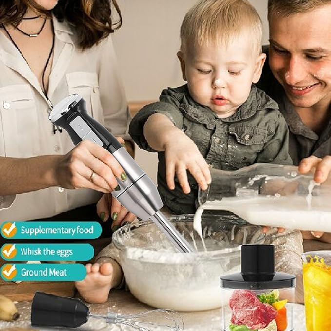 Denash Immersion Hand Blender 400W Electric Handheld Stick Mixer Adjustable Speed for Smoothies Soups Puree and Shakes