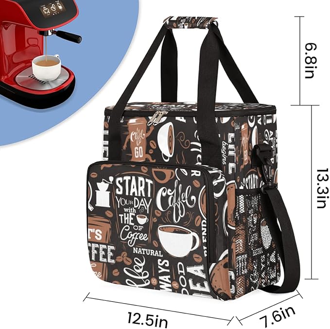 cfpolar Coffee Maker Storage Bag Waterproof Travel Carrying Storage Tote Bag Organizer Case Compatible with K-Mini or K-Mini Plus And Suitable for Other Accessories With Pockets for K-Cup Pods