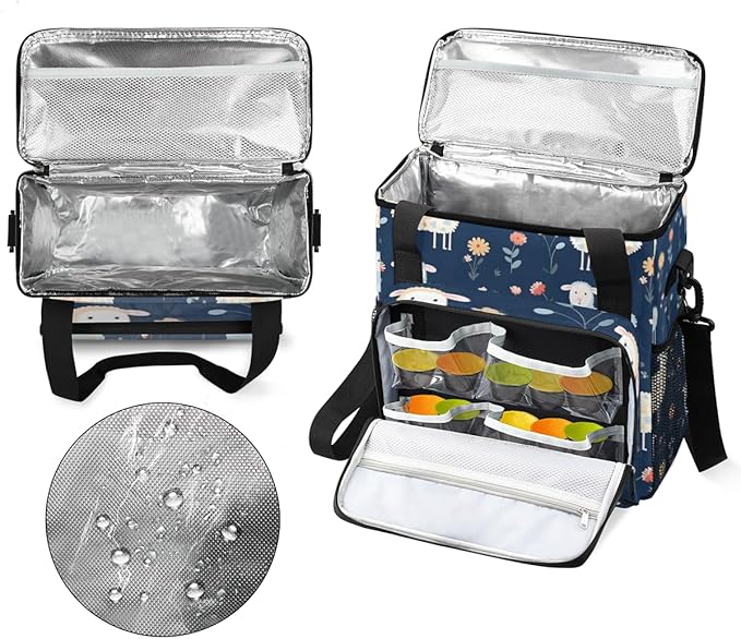 Sheep Florals Coffee Maker Carrying Bag Cute Sheep Travel Storage Bag Compatible with K-Mini or K-Mini Plus Single Serve Coffee Brewer Carrying Case with Multiple Pockets &amp Shoulder Strap