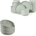 HaWare Dinnerware Sets 28 Pieces Stoneware Plates and Bowls Set Ceramic Dish Set for Home Restaurant Chip and Scratch Resistant Microwave &amp Dishwasher Safe Speckled Asparagus Green