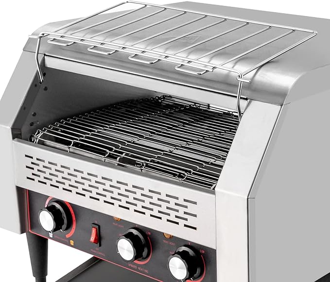 Commercial Conveyor Toaster 150/450 Slices/Hour Stainless Steel Heavy Duty Industrial Toasters 1300w/2600w Countertop Bread Toaster for Baked Food (TT-450)
