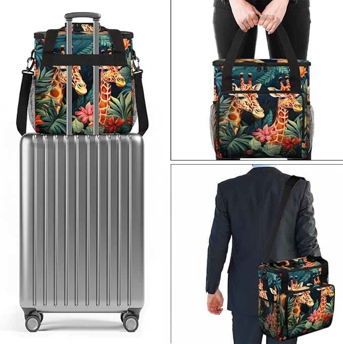 Forest Giraffe Coffee Maker Carrying Bag Cute Giraffe Travel Storage Bag Compatible with K-Mini or K-Mini Plus Single Serve Coffee Brewer Carrying Case with Multiple Pockets &amp Shoulder Strap