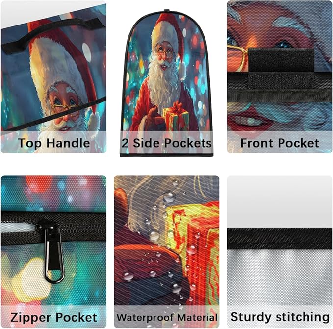 cfpolar Kitchen Aid Mixer Cover Compatible with 6-8 Quarts Santa Claus Christmas Hat Stand Mixer Cover Kitchen Aid Mixers Accessories Appliance Organizer Bag Dust Covers with Zipper Pocket