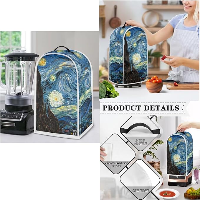 The Starry Night 2 Slice Toaster Cover Small Appliance 3-Pcs SetBread Toaster Blender and Slow Cooker Cover Dust and Fingerprint Protection Machine Washable Kitchen Decor