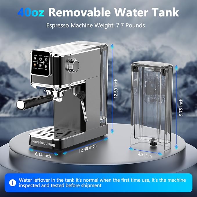Espresso Machine 20 BarTouch Screen Espresso Maker with Steam Milk FrotherStainless Steel Expresso Coffee Machine for Cappuccino Latte Cold Brew1350W Fast Heat Up SystemBlack