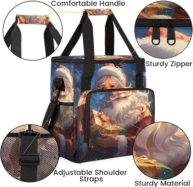 Colorful Santa Claus Coffee Maker Carrying Bag Cartoon Santa Claus Travel Storage Bag Compatible with K-Mini or K-Mini Plus Single Serve Coffee Brewer Carrying Case with Pockets &amp Shoulder Strap