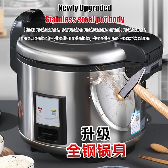 Commercial Large Rice Cooker &amp Food Warmer with One Touch Operation and 24-Hour Keep Warmfor RestaurantsHotels Catering and Canteen Rice CookerOne Color-10L-1600W