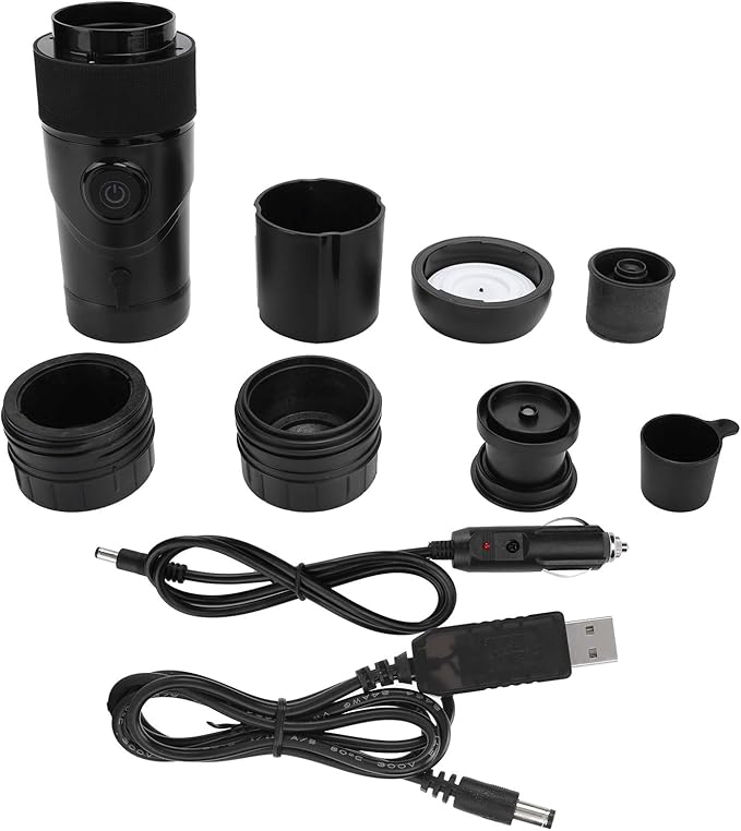 Tyenaza Portable Coffee Maker Travel Coffee Maker Electric Coffee Machine Black USB Cable and Car Cigarette Lighter Power Supply Cab