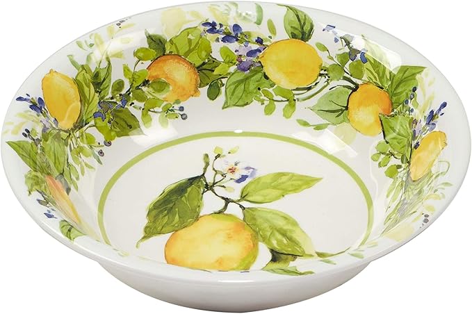 Unknown1 Lemon 12 Pieces Dinnerware Set Green Multi Color Yellow Fruit Country Farmhouse Round Piece Dishwasher Safe Medium