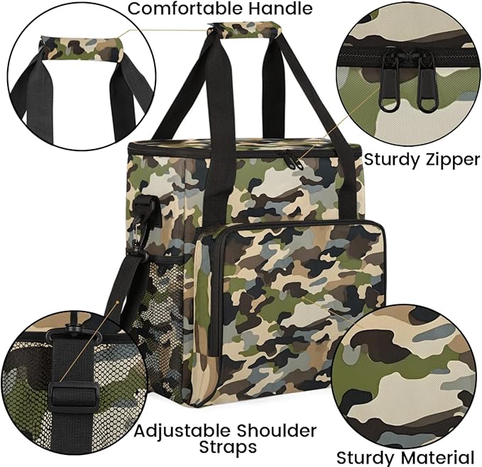 Camo Color Coffee Maker Travel Bag for Keurig K-Mini/K-Mini Plus Insulated Waterproof Tote with Pockets for K-Cup Portable Single-Serve Brewer Case