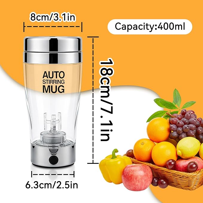 400ml Electric Stirring Mug Auto Stirring Mug Electric with Stainless Steel Automatic Self Mixing Cup for Men Women Kids