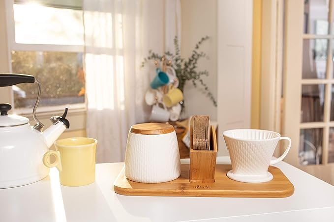 Melitta Artisan Porcelain Pour-Over Coffeemaker and Canister Set White