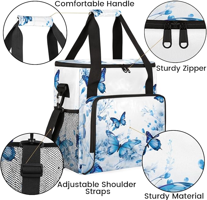 Flowers Butterfly Coffee Maker Carrying Bag Mystic Butterfly Travel Storage Bag Compatible with K-Mini or K-Mini Plus Single Serve Coffee Brewer Carrying Case with Multiple Pockets &amp Shoulder St
