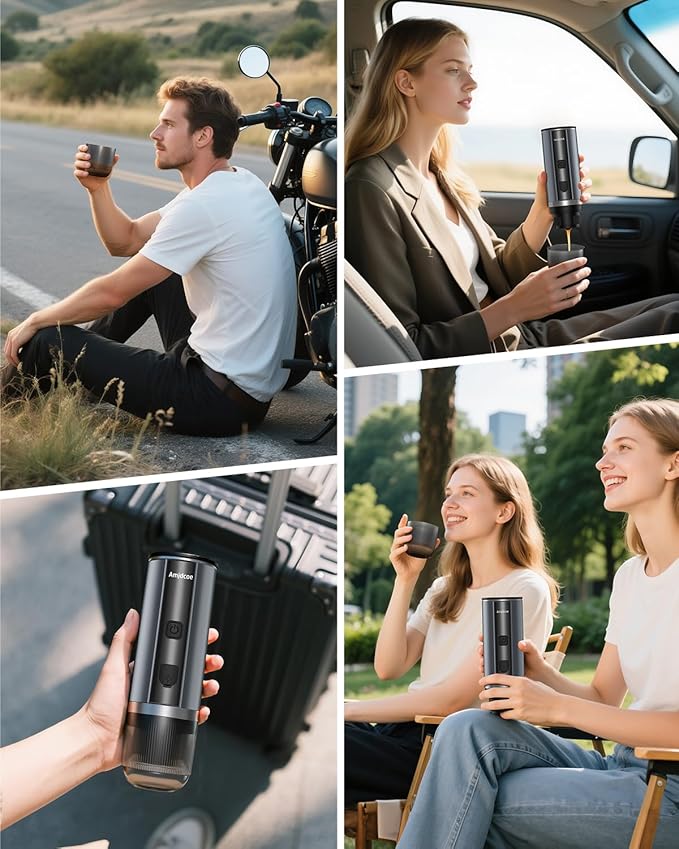 Portable Espresso Maker 20 Bar Electric Espresso Machine for Travel Camping Rechargeable USB-C Mini Coffee Maker for NS Capsule Pods and Ground Coffee Gray