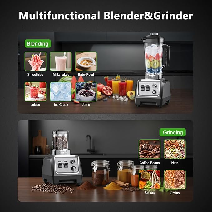 1800W Blender for Smoothies 70 oz Large Capacity Countertop Blenders with 20 oz Grinding Cup - 28000RPM High Speed Kitchen Blender for Ice Crushing Frozen Drinks Milkshakes &amp Puree