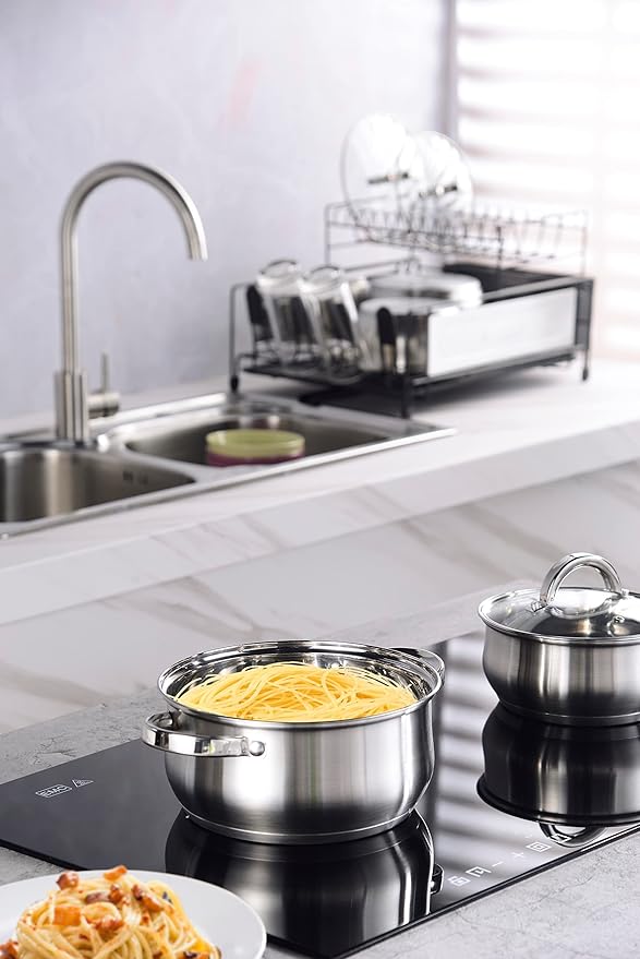 12-Piece Induction Ready Stainless Steel Cookware Sets with Glass Lid Silver on Cookware Sets Stainless Steel