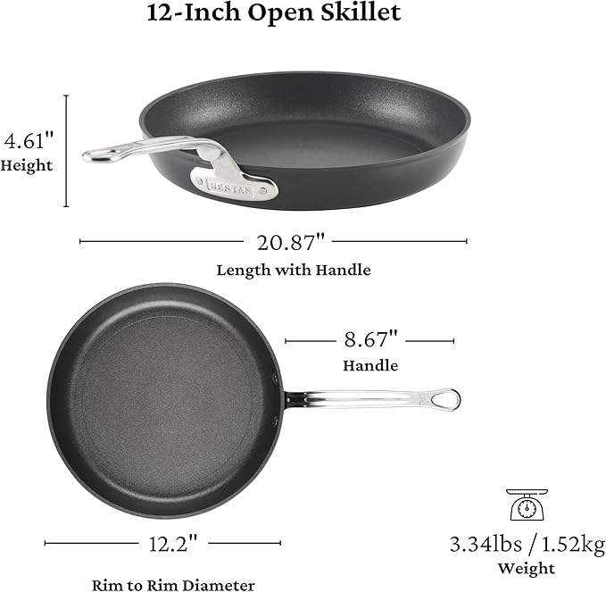 Hestan TITUM Fusion 3-Piece Nonstick Skillet Set (8 9.5 &amp 12.5) Double Impact Stainless Steel Base &amp Aluminum Body Induction Compatible Made without PFOAs