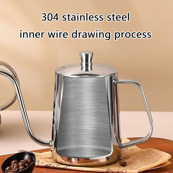 Pour Over Coffee KettleLong Narrow SpoutCoffee CarafeGoose Neck KettleStainless Steel Tea KettleStovetop Portable Water Bottle 12OZ