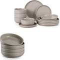 HaWare Dinnerware Sets 16-Piece Stoneware Plates and Bowls Set for 4 Ceramic Dish Set for Home Restaurant Chip and Scratch Resistant Microwave and Dishwasher Safe Speckled Cream Coffee