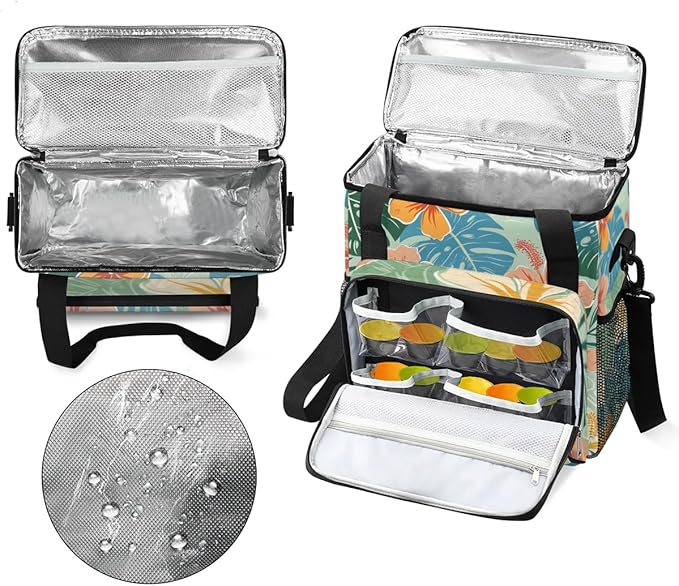 Coffee Maker Carrying Bag Palm Leaf Flower Single Cup Coffee Maker Travel Bag Compatible with Keurig K-Mini or K-Mini Plus Portable Storage Bag with Shoulder StrapAZ-210