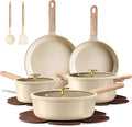CAROTE 14Pcs Pots and Pans Set Non stick Ceramic Cookware Set Non-toxic Kitchen Cooking Set PFAS and PFOA Free