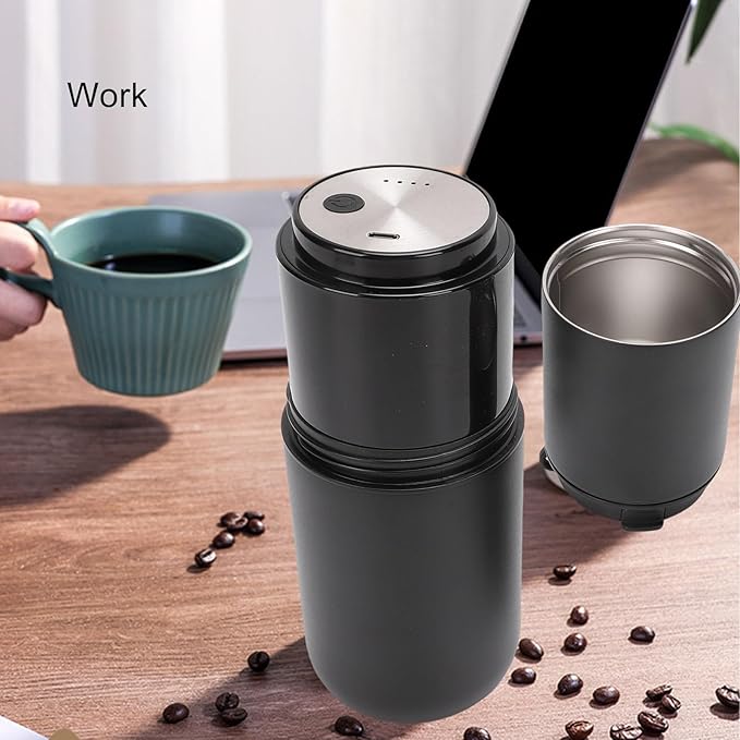 Battery Operated Coffee Maker 350ML Portable Coffee Maker Electric Coffee Maker with Mill Rechargeable Travel Coffee Maker Cordless Coffee Maker with Travel Mug for Camping (Black)