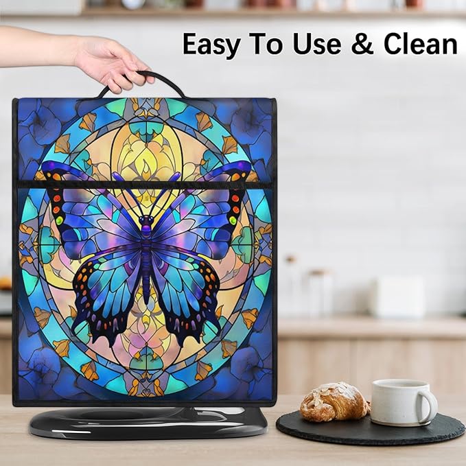 cfpolar Kitchen Aid Mixer Cover Compatible with 6-8 Quarts Butterfly Blue Flower Stand Mixer Cover Kitchen Aid Mixers Accessories Appliance Organizer Bag Dust Covers with Zipper Pocket