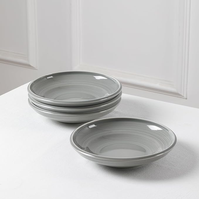 Earth &amp Clay Harmony 24-Piece Dinnerware Set Stoneware Plates and Bowls Set Includes Dinner and Salad Plates Cereal Bowls Dishwasher and Microwave Safe Dishes for 8 Grey