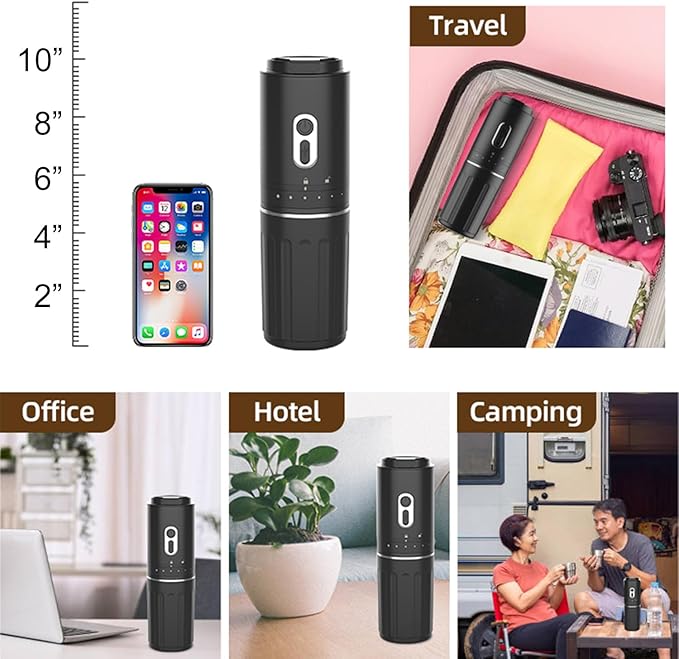 All-in-one Pour Over Coffee Maker Portable Electric Burr Coffee Grinder Rechargeable Coffee Bean Grinder Conical Burr Battery Powered Cordless Portable Coffee Maker for Travel Camping Car