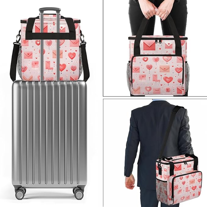 Heart Letter Coffee Maker Carrying Bag Portable Travel Storage Tote Bag Compatible with K-Mini or K-Mini Plus Single Serve Coffee Brewer Carrying Case with Multiple Pockets &amp Shoulder Strap