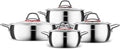 Karaca Emirgan 8-Piece Cookware Set Made of Steel Pot Set Cookware Set Cookware Sets Stainless Steel Suitable for Induction with Glass Lid and Stainless Steel Pot Set