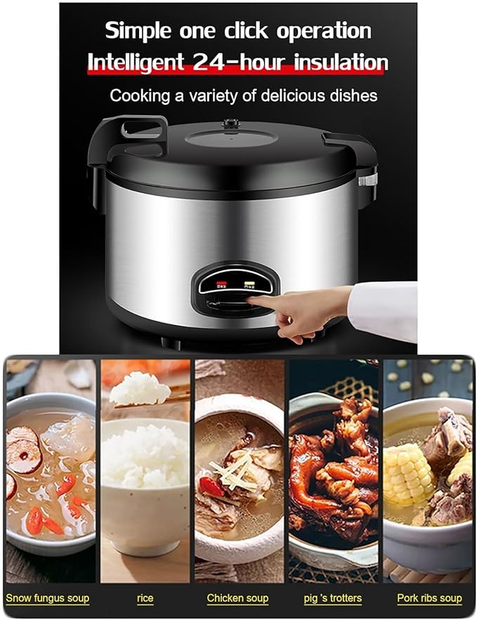 Commercial Rice Cooker Large Rice Cooker with Nonstick Inner PotStainless Steel Exteriorfor HotelsCanteensSchool(18L)