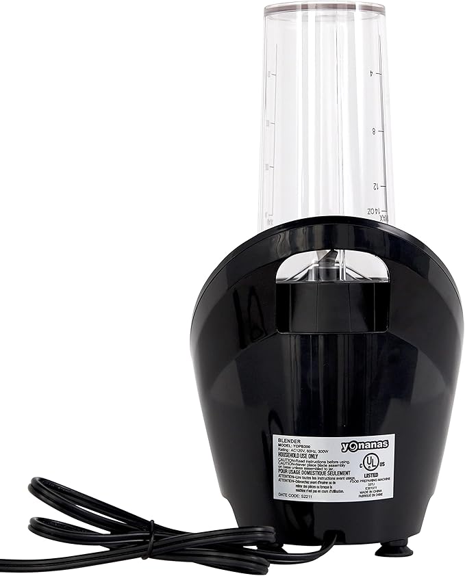 Yonanas Personal Blender with 13.5-Ounce Portable Cup and Drinking Lid for Shakes and Smoothies BPA Free 300-Watts Black