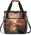 Water City Landscape Coffee Maker Travel Bag for Keurig K-Mini/K-Mini Plus Insulated Waterproof Tote with Pockets for K-Cup Portable Single-Serve Brewer Case