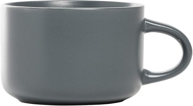 10 Strawberry Street Wazee Matte Coupe Dinnerware Set 16 pc Charcoal Gray