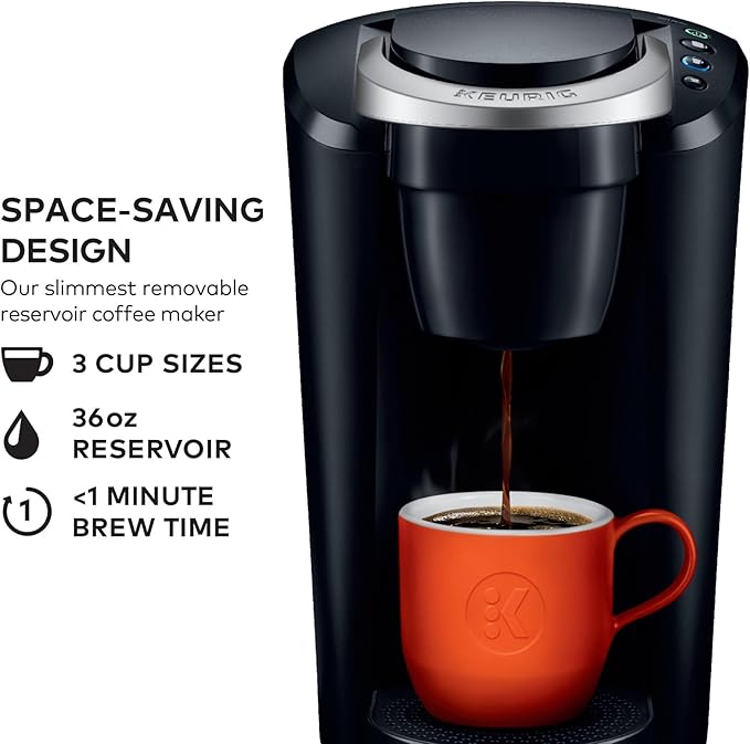 Keurig K-Compact Single-Serve K-Cup Pod Coffee Maker with 3 Brew Sizes Smart Start Feature 36oz Removable Reservoir Black