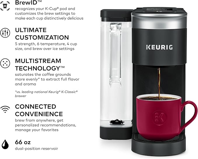 Keurig K-Supreme SMART Coffee Maker MultiStream Technology Brews 6-12oz Cup Sizes Black