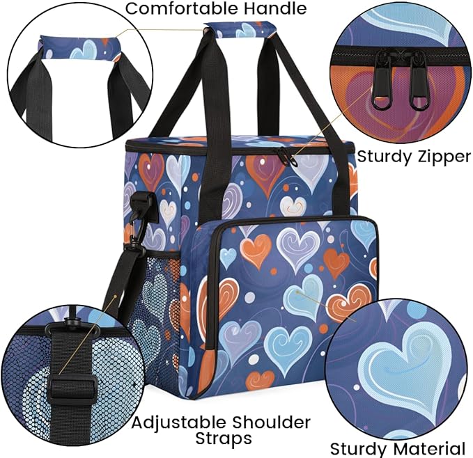Abstract Heart Coffee Maker Carrying Bag Portable Travel Storage Tote Bag Compatible with K-Mini or K-Mini Plus Single Serve Coffee Brewer Carrying Case with Multiple Pockets &amp Shoulder Strap