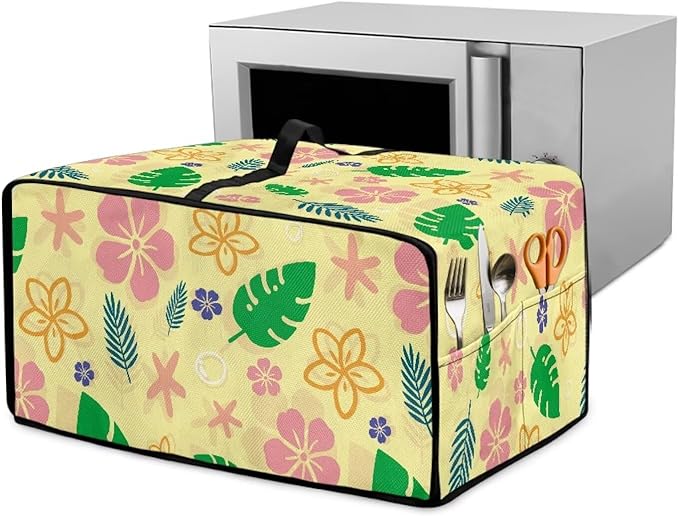 Doojoayie Flower &amp Leaf Small Appliance Covers Cute Cat Toaster Oven Cover 4 Slice Kitchen Appliance Dust Protector 18.5x14.5x 9 Compatible with Toaster/Bread Machine