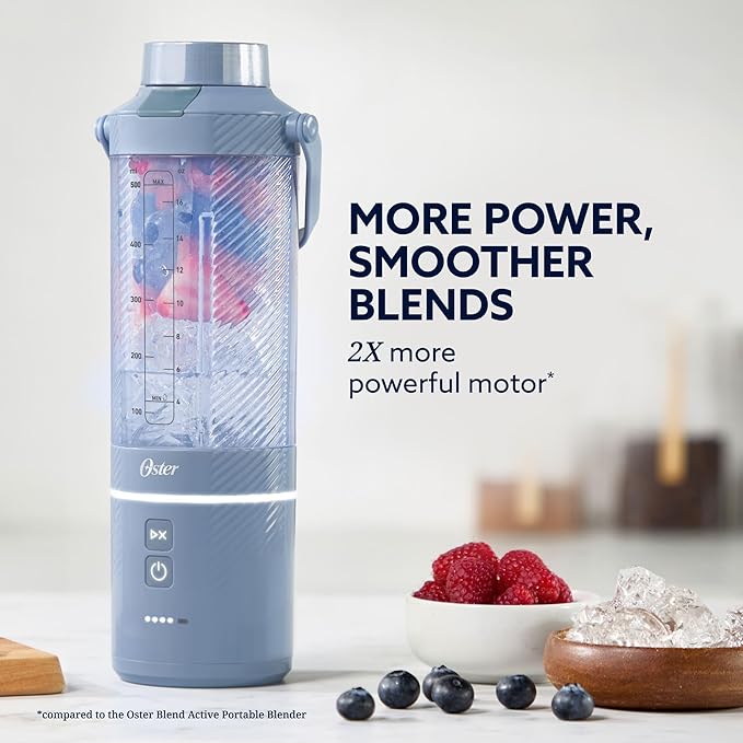 Oster – GoMax 20oz Portable Blender Anti-Jam Reversible Blade Detachable Travel Cup - Blue