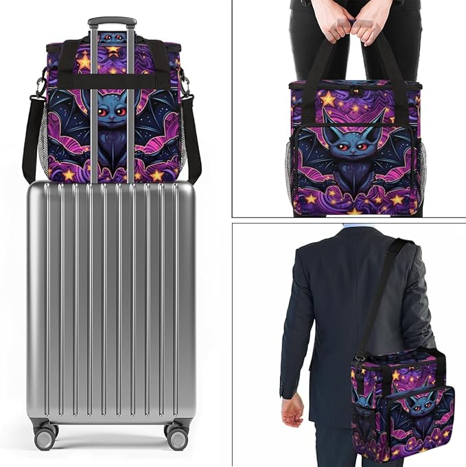 Halloween Bat Coffee Maker Carrying Bag Cute Bat Travel Storage Bag Compatible with K-Mini or K-Mini Plus Single Serve Coffee Brewer Carrying Case with Multiple Pockets &amp Shoulder Strap