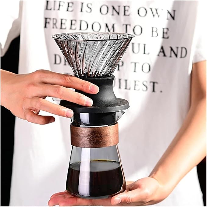 Immersion Coffee Dripper Switch Pour Over Dripper Immersion Dripper Switch Coffee Maker Glass Coffee Filters V02 Set(TransparentTeapot+cup)